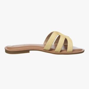 The Drop Women's Tan Raffia Slide Sandals